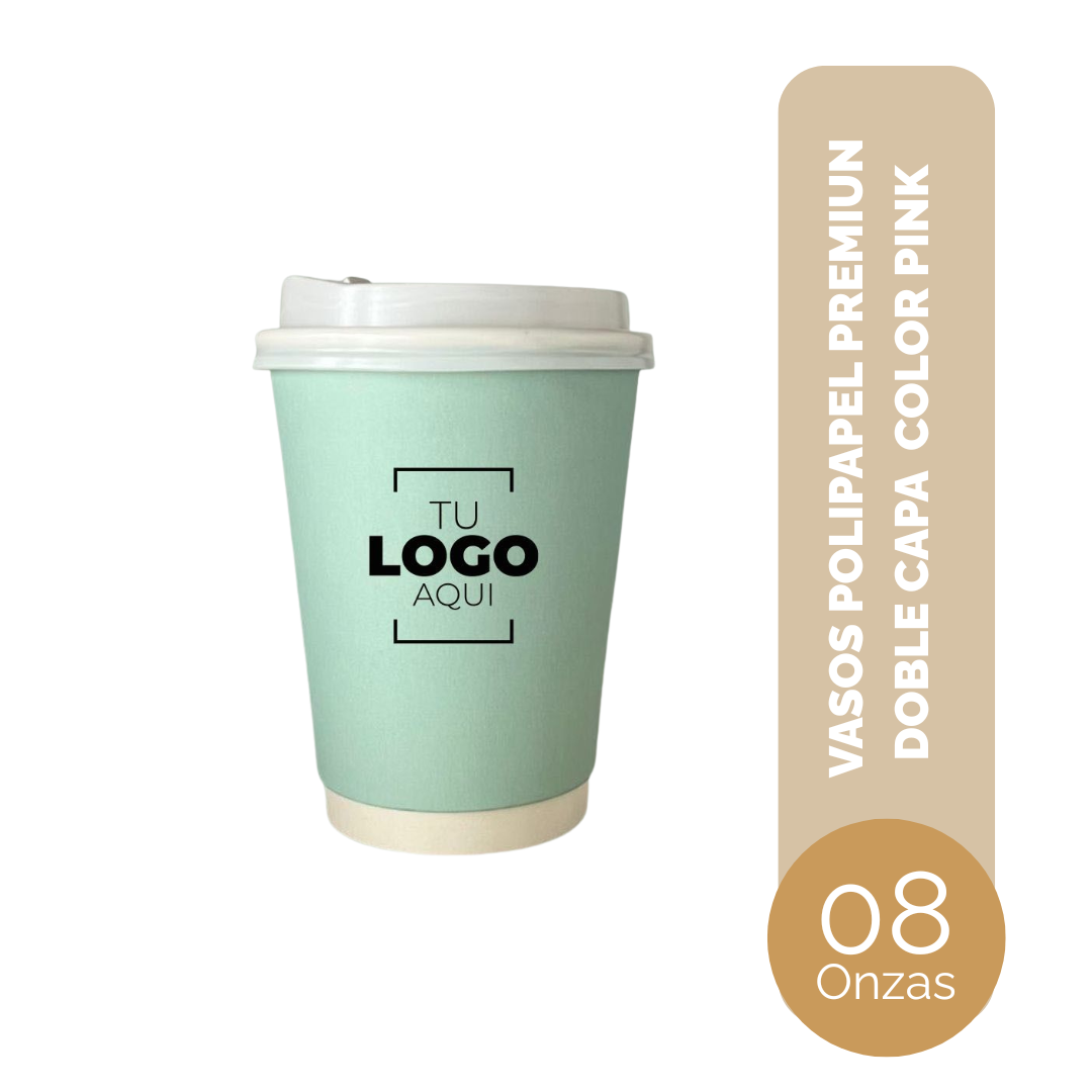 VASO DE POLIPAPEL PREMIUN DOBLE CAPA 08 ONZAS VERDE MENTA