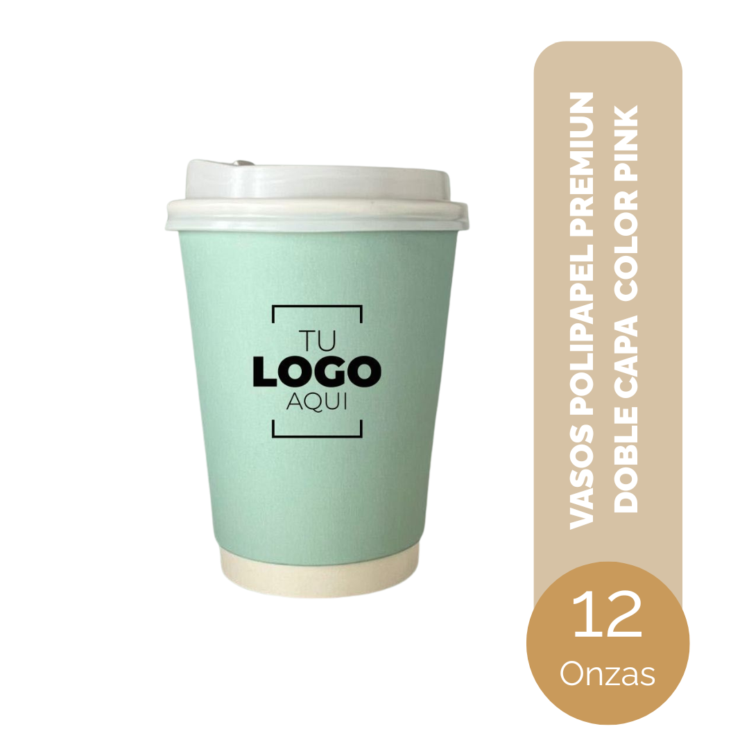 VASO DE POLIPAPEL PREMIUN DOBLE CAPA 12 ONZAS VERDE MENTA