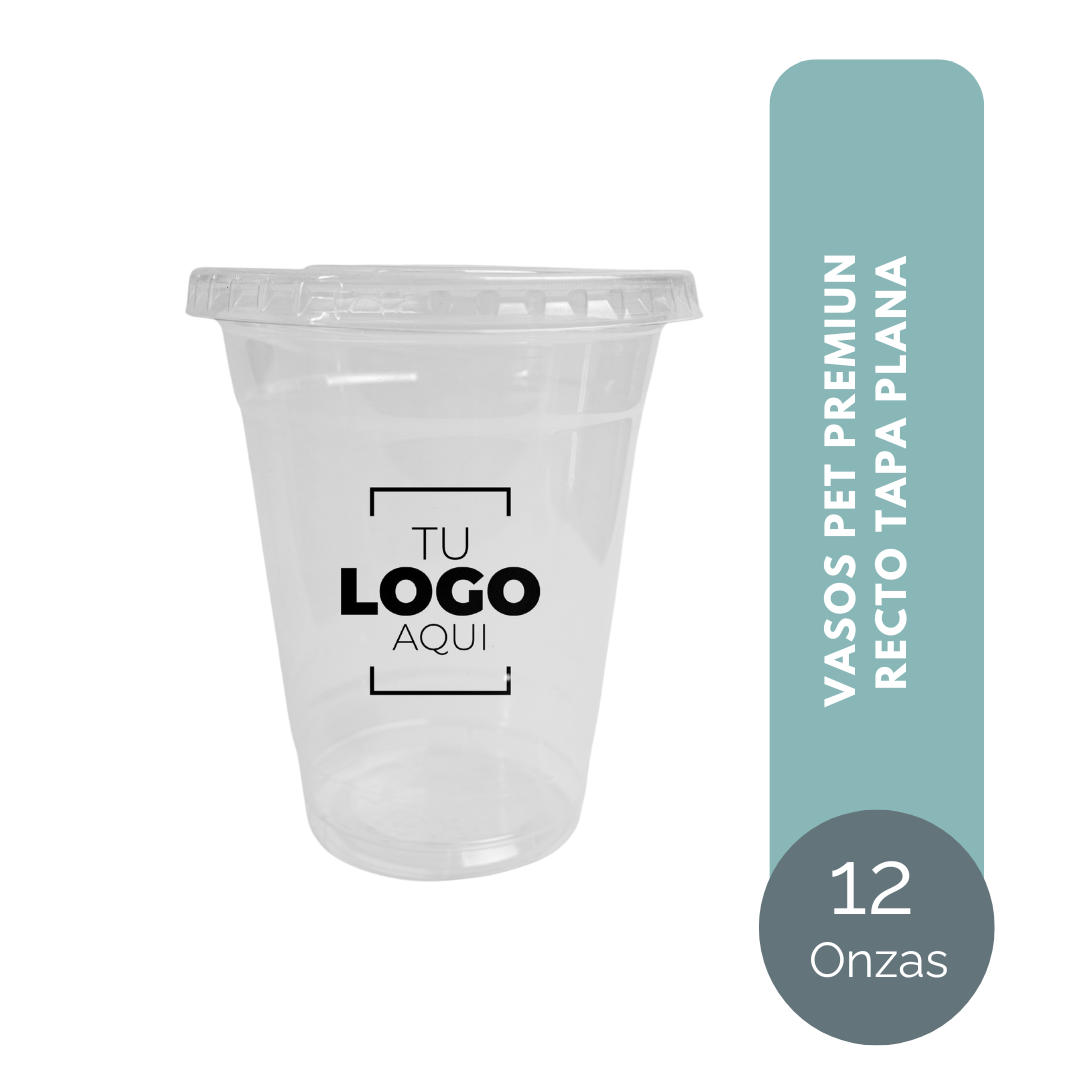 VASO PET PREMIUN RECTO 12 ONZAS TAPA PLANA