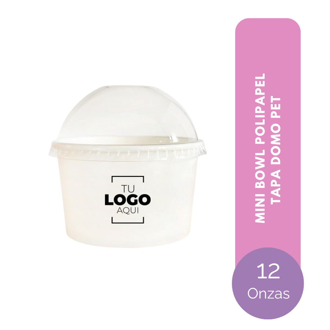 TARRINA DE POLIPAPEL 12 ONZAS TAPA PET DOMO