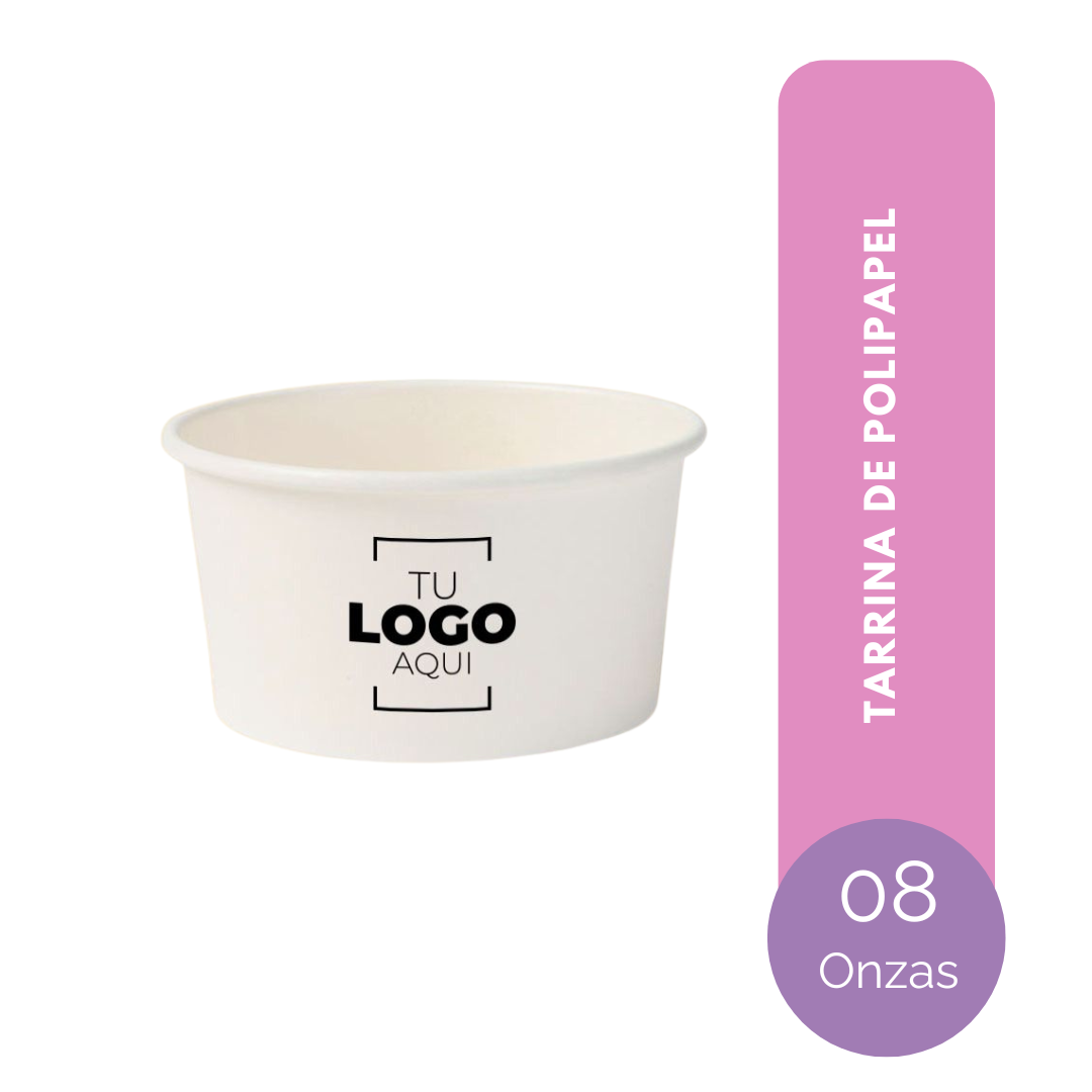 TARRINA DE POLIPAPEL BLANCO 08 ONZAS SIN TAPA