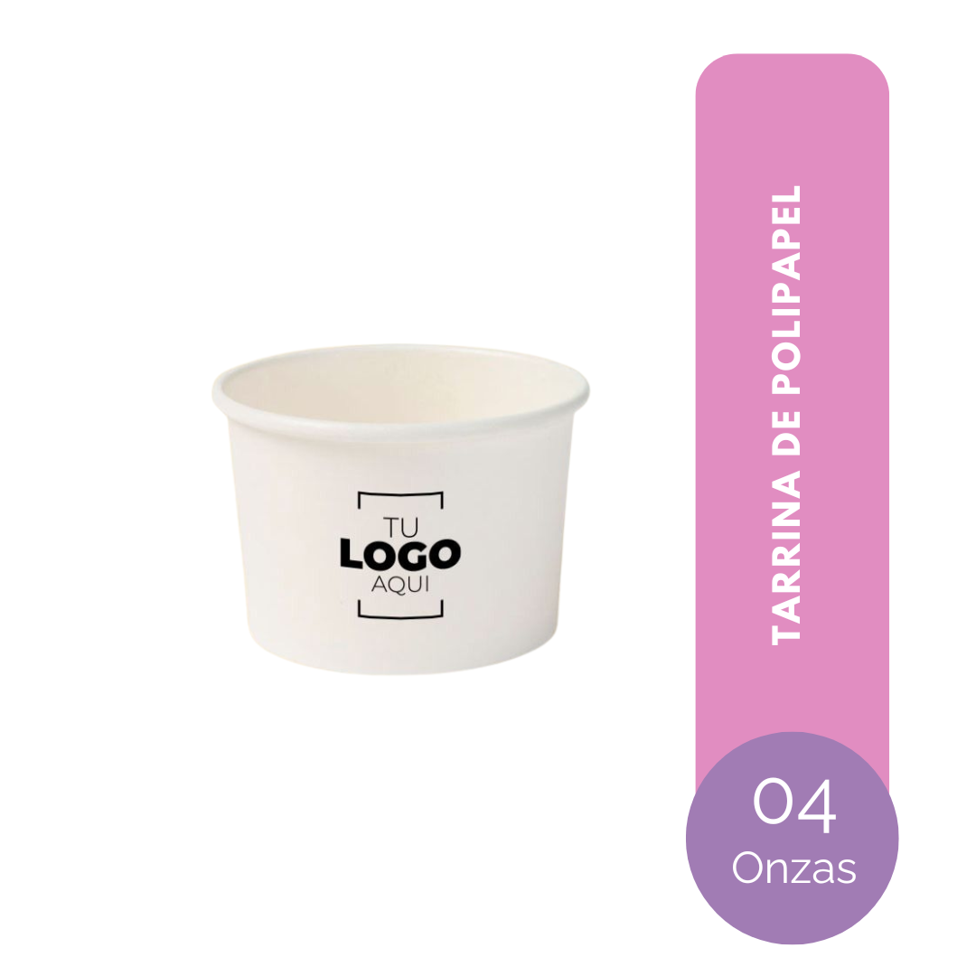 TARRINA DE POLIPAPEL BLANCO 04 ONZAS SIN TAPA