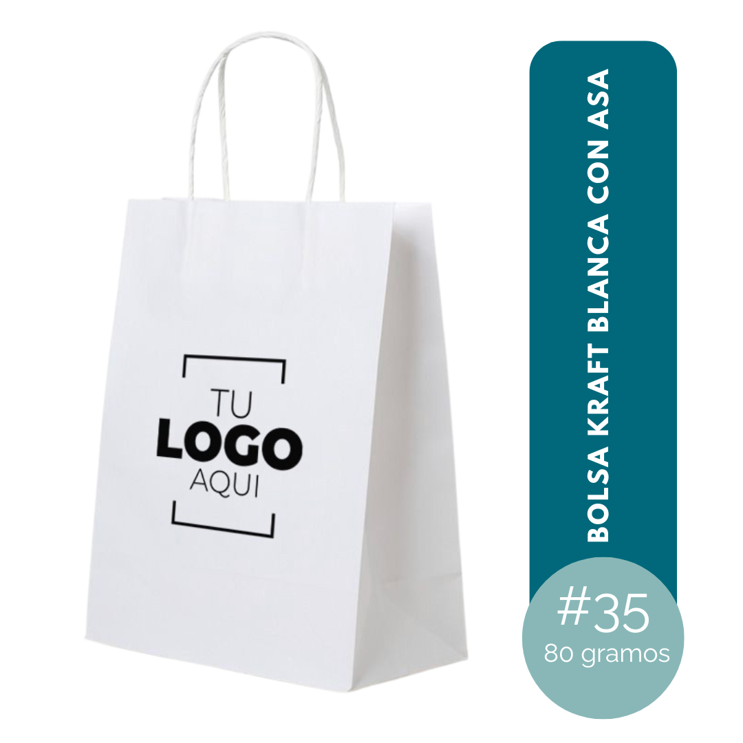 BOLSA KRAFT BLANCO CON ASA TWIST #35 DE 39.5x28x17 (80GR)