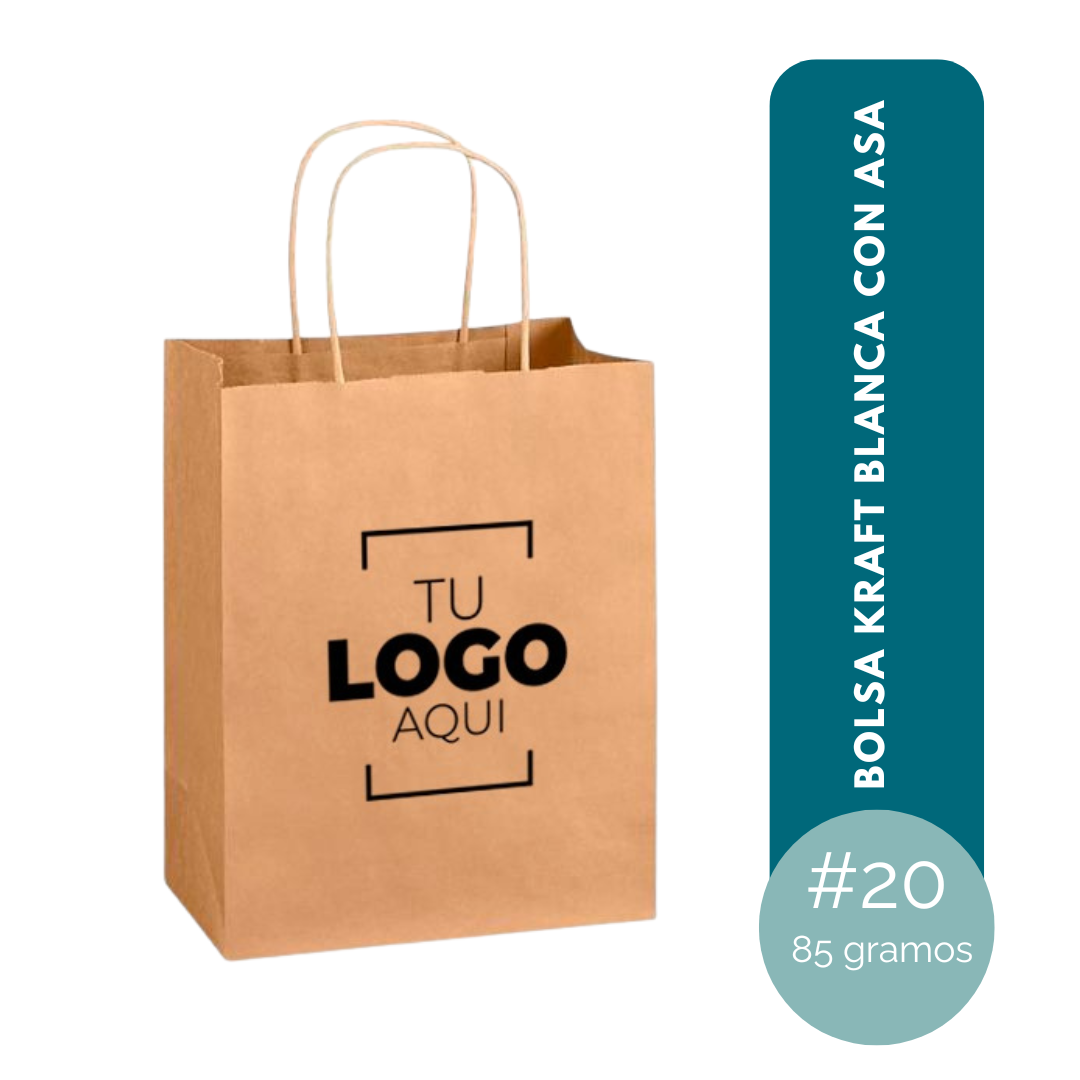 BOLSA KRAFT NATURAL CON ASA TWIST #20 DE 40x21x12.5 (85GR)