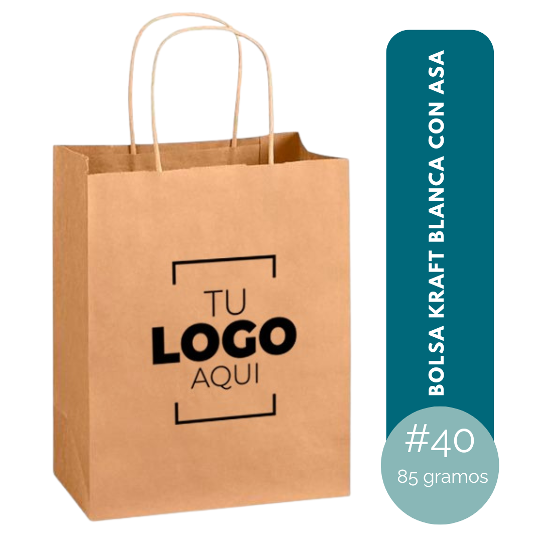 BOLSA KRAFT NATURAL CON ASA TWIST #40 DE 40x34x18 (85GR)