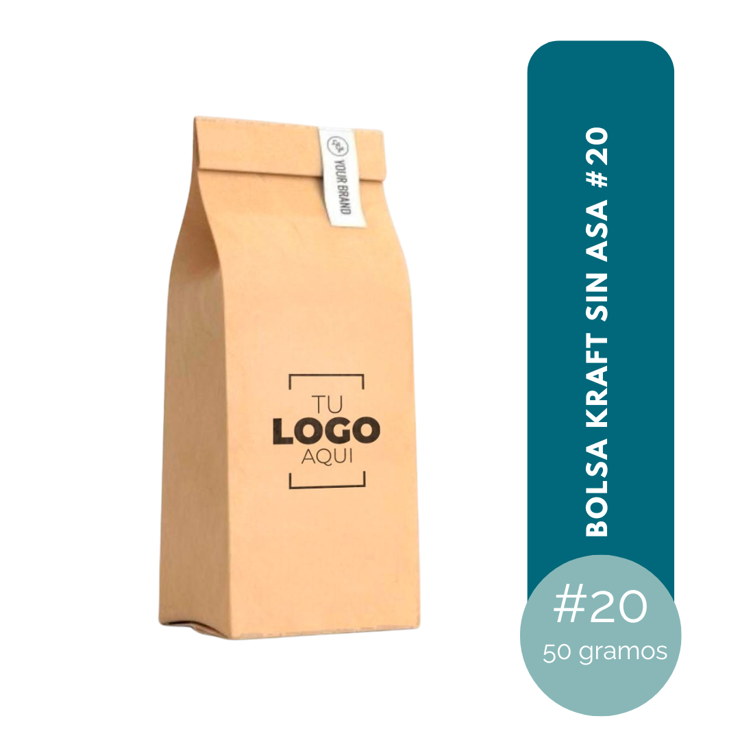 BOLSA KRAFT NATURAL SIN ASA #20 BBK002 DE 38x21x12.5 (70GR)