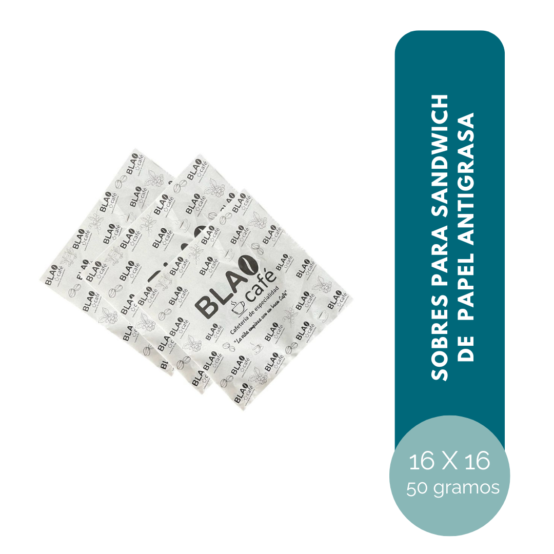 PAPEL ANTIGRASA SOBRE PARA SANDWICH Y GALLETAS 16x16