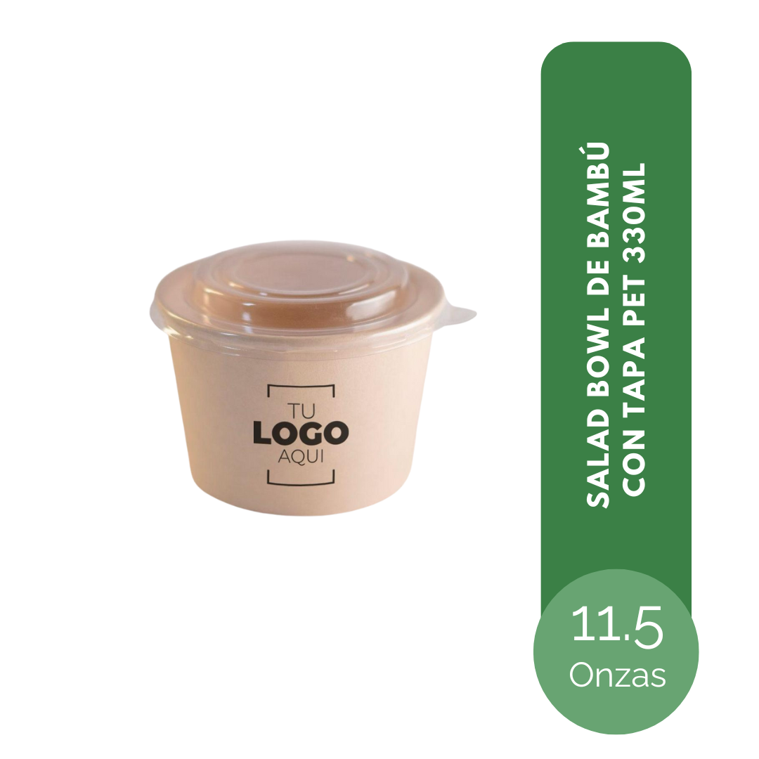 SALAD BOWL DE BAMBÚ 11.5 ONZAS TAPA PET