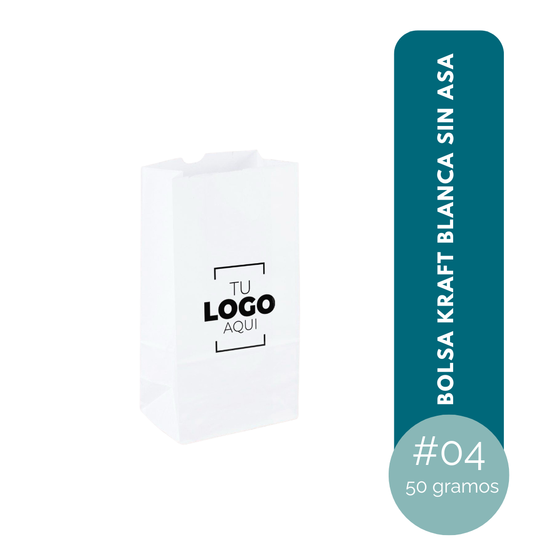 BOLSA KRAFT BLANCO SIN ASA #04 DE 23x12x8 (50GR)