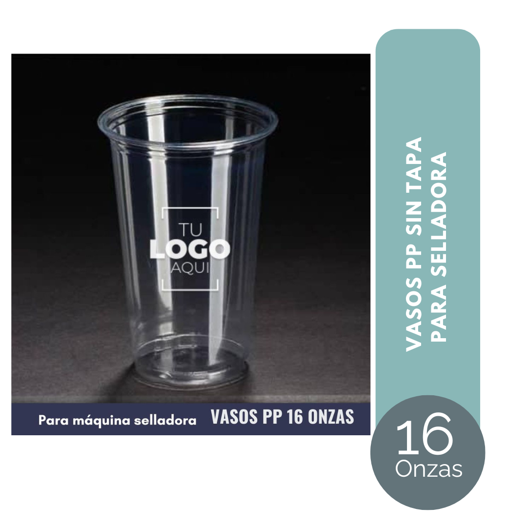 VASO PP RECTO 16 ONZAS SIN TAPA PARA MÁQUINA SELLADORA