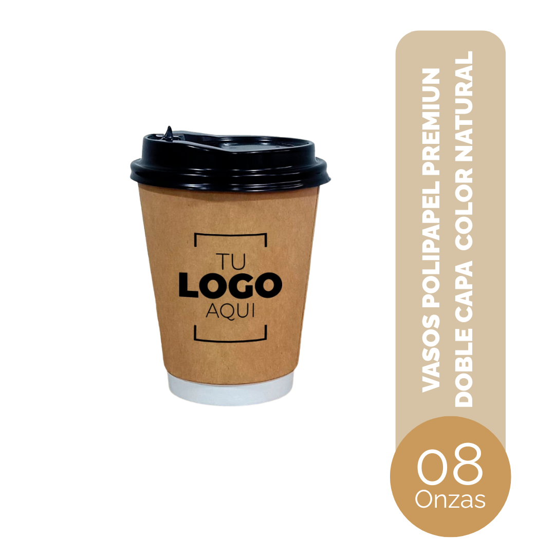 VASO DE POLIPAPEL PREMIUN DOBLE CAPA 08 ONZAS NATURAL