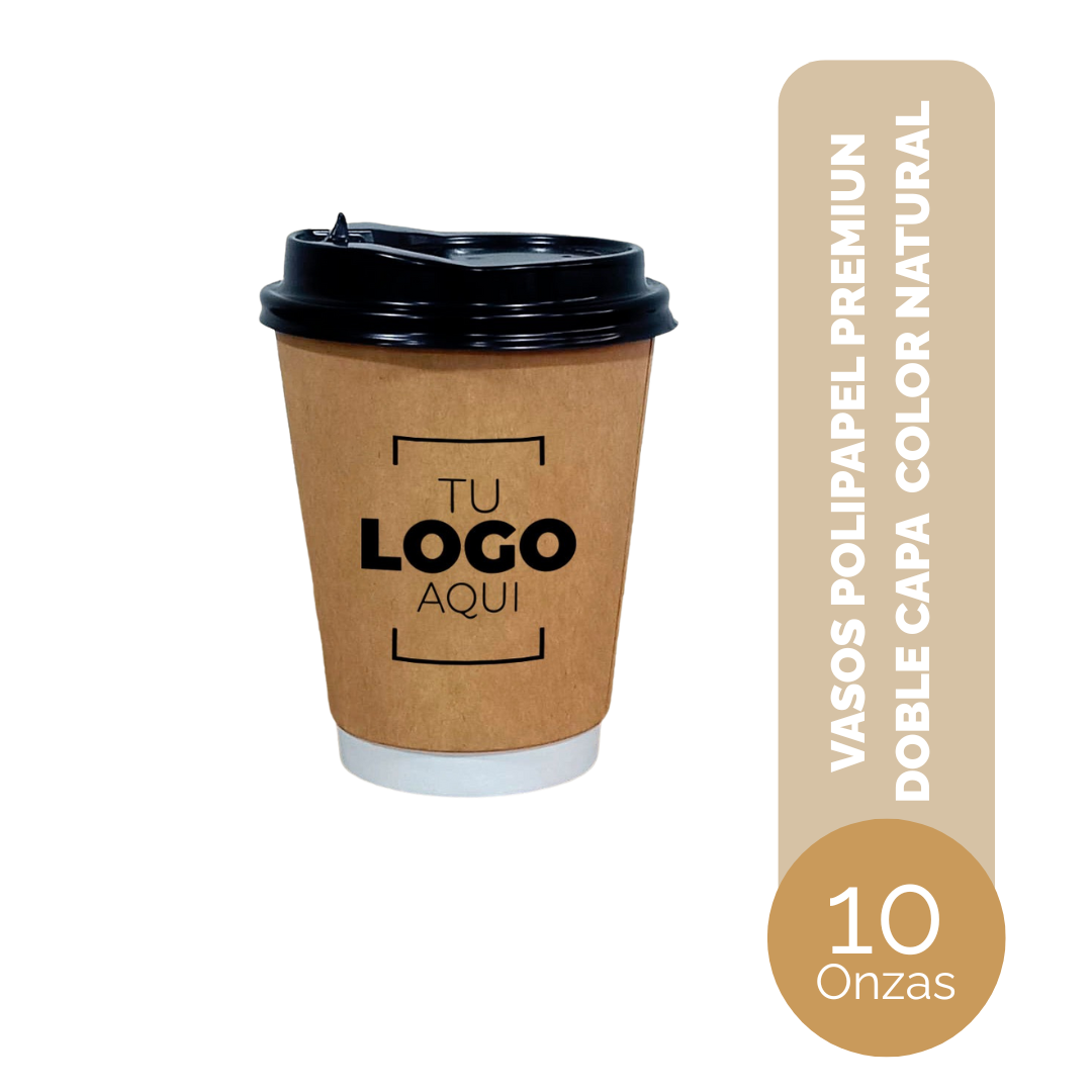 VASO DE POLIPAPELPREMIUN DOBLE CAPA 10 ONZAS NATURAL