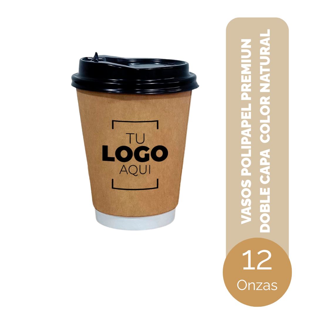 VASO DE POLIPAPEL PREMIUN DOBLE CAPA 12 ONZAS NATURAL