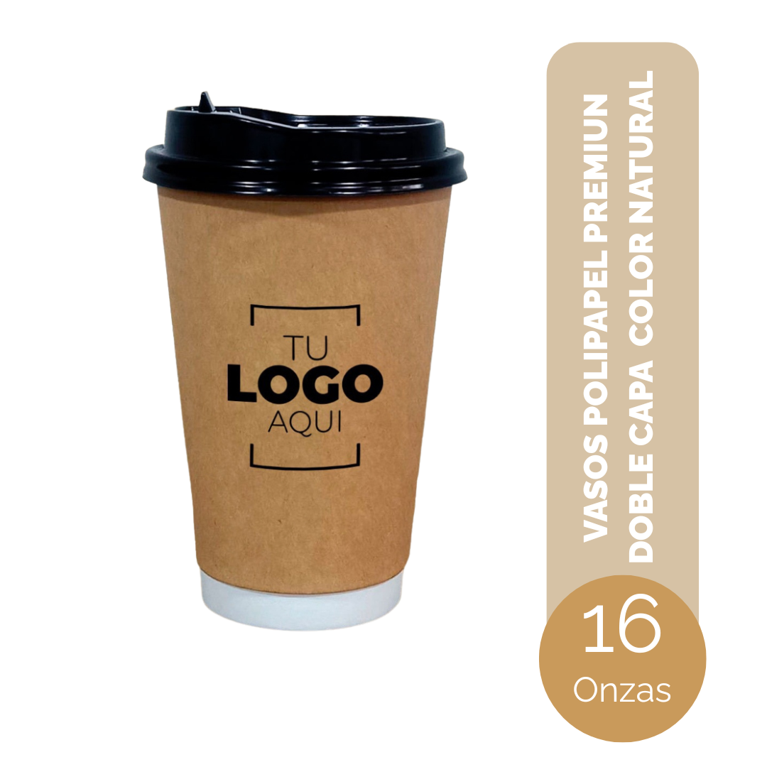 VASO DE POLIPAPEL PREMIUN DOBLE CAPA 16 ONZAS NATURAL