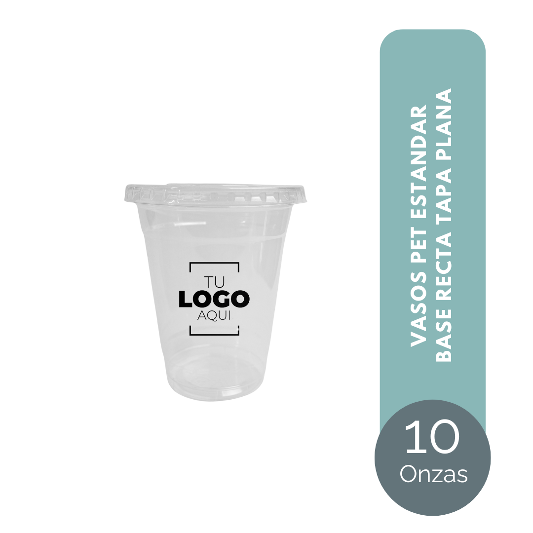 VASO PET 10 ONZAS TAPA PLANA