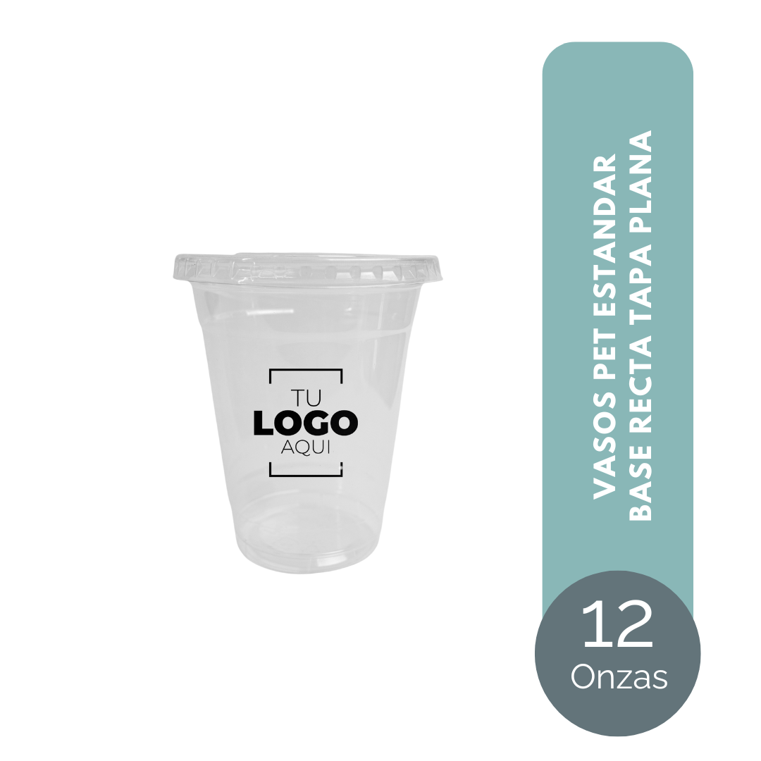 VASO PET 12 ONZAS TAPA PLANA